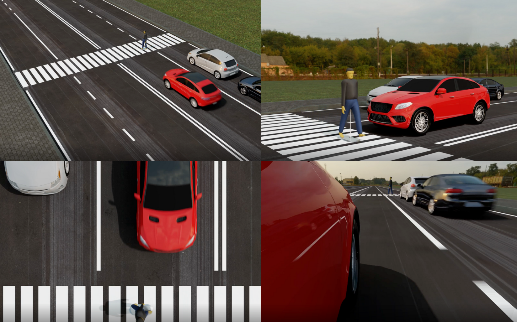 Simulating pedestrian recognition by the AV
