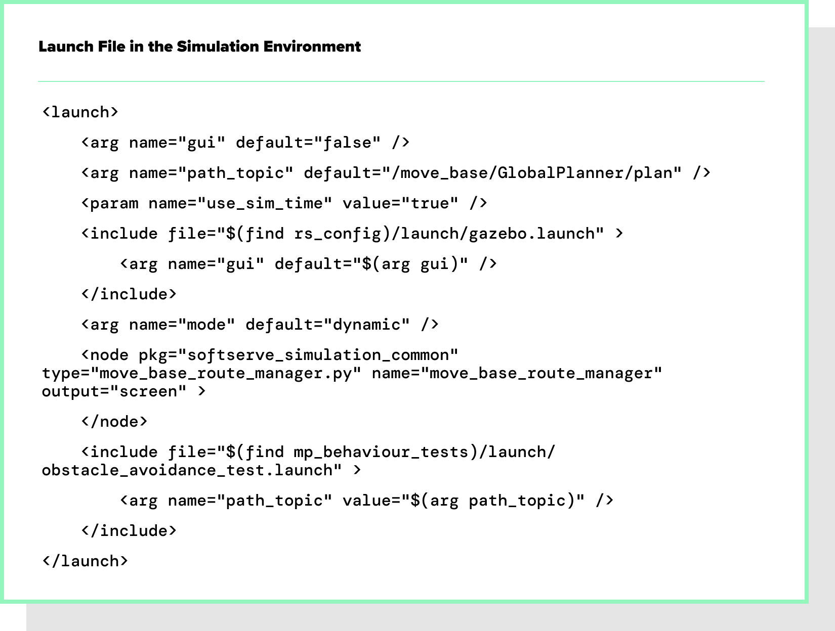 Launch File in the Simulation Environment Code