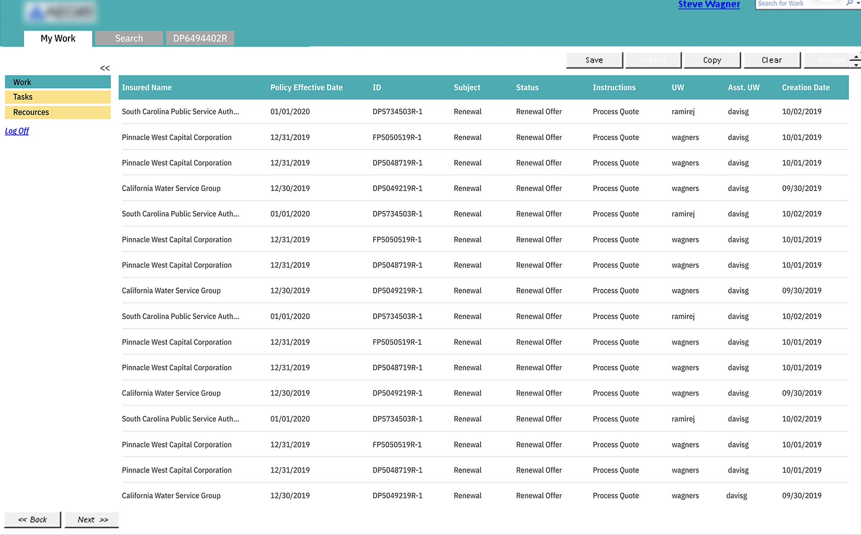 Dashboard before redesign